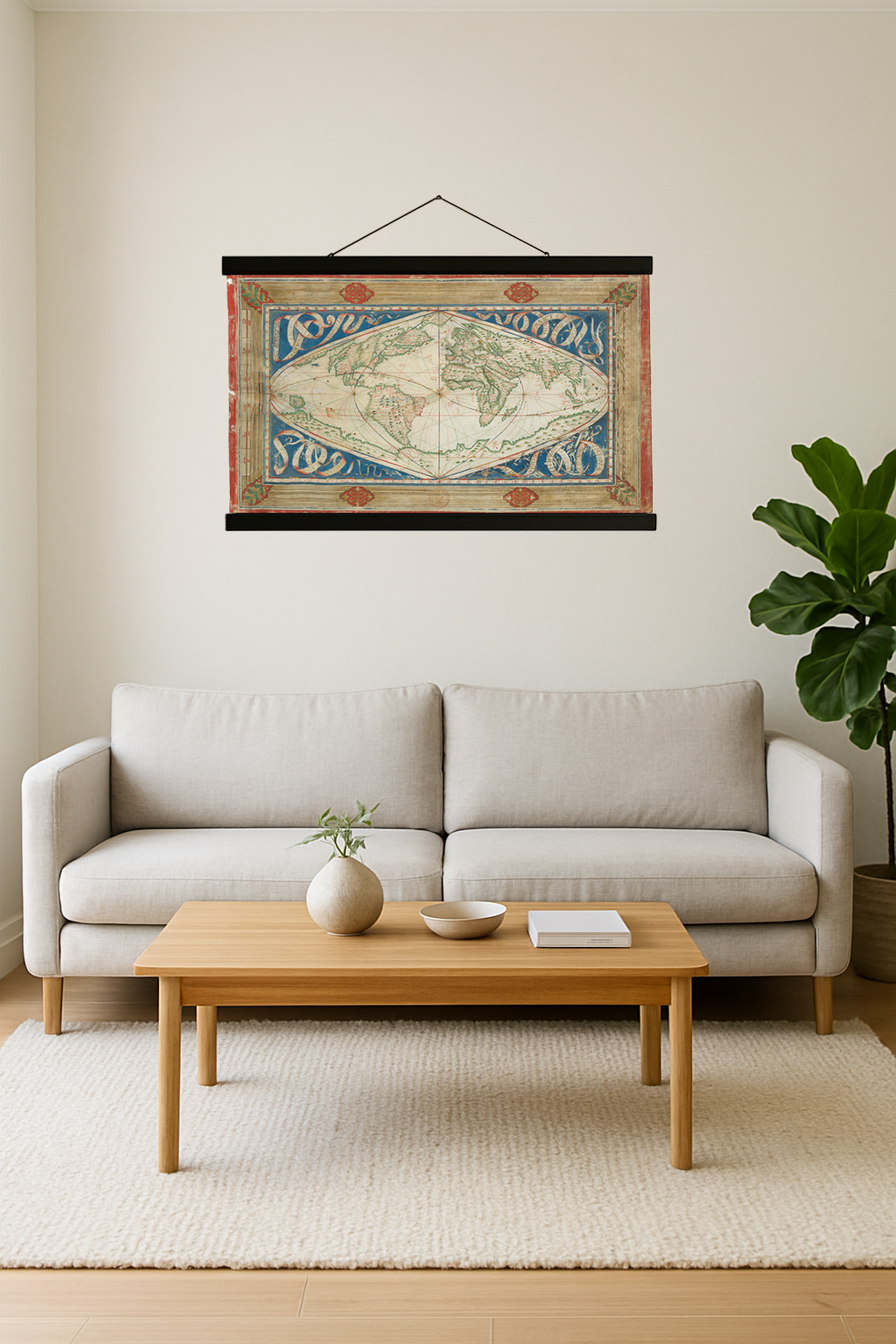 1570 World Map (Sinusoidal Projection, Path of the Winds)