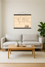1817 World Map (Mercator Projection, Hand-Colored)