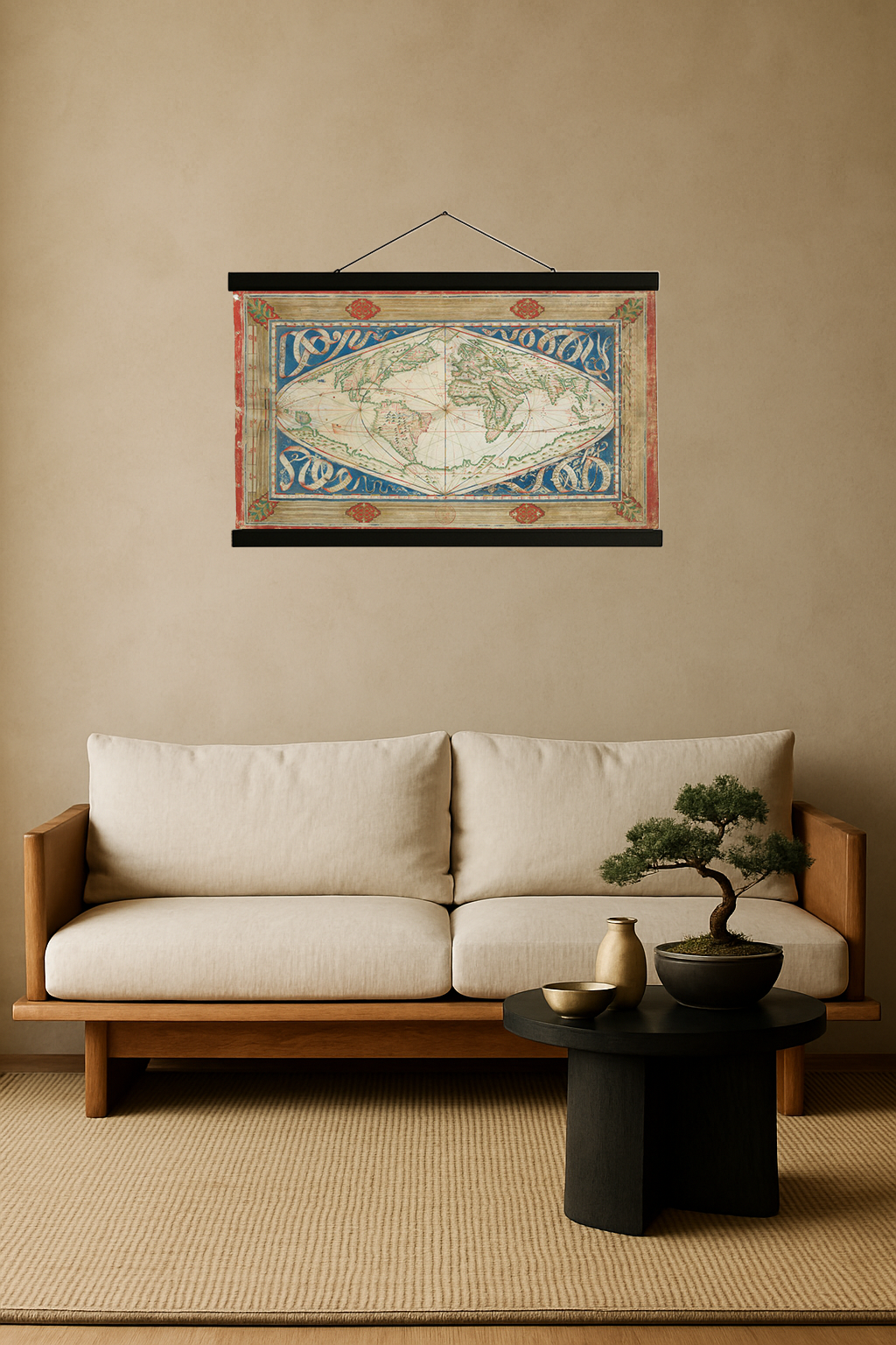 1570 World Map (Sinusoidal Projection, Path of the Winds)
