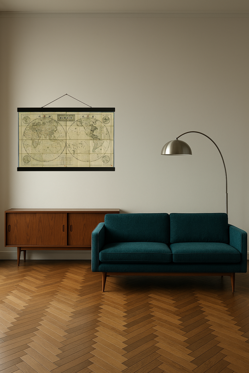 1816 World Map (Japanese Hemispheres, Kyoto-Centered Inset)