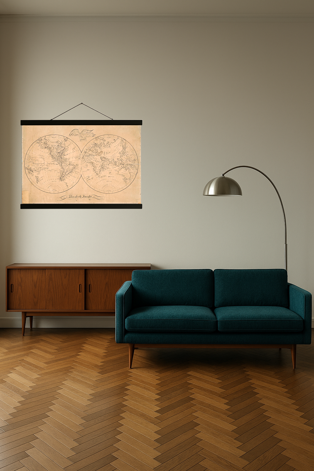 1810 World Map (Relief Shading, Eagle Cartouche)