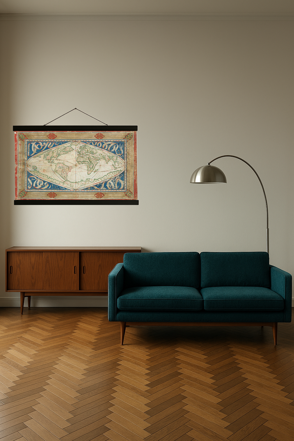 1570 World Map (Sinusoidal Projection, Path of the Winds)