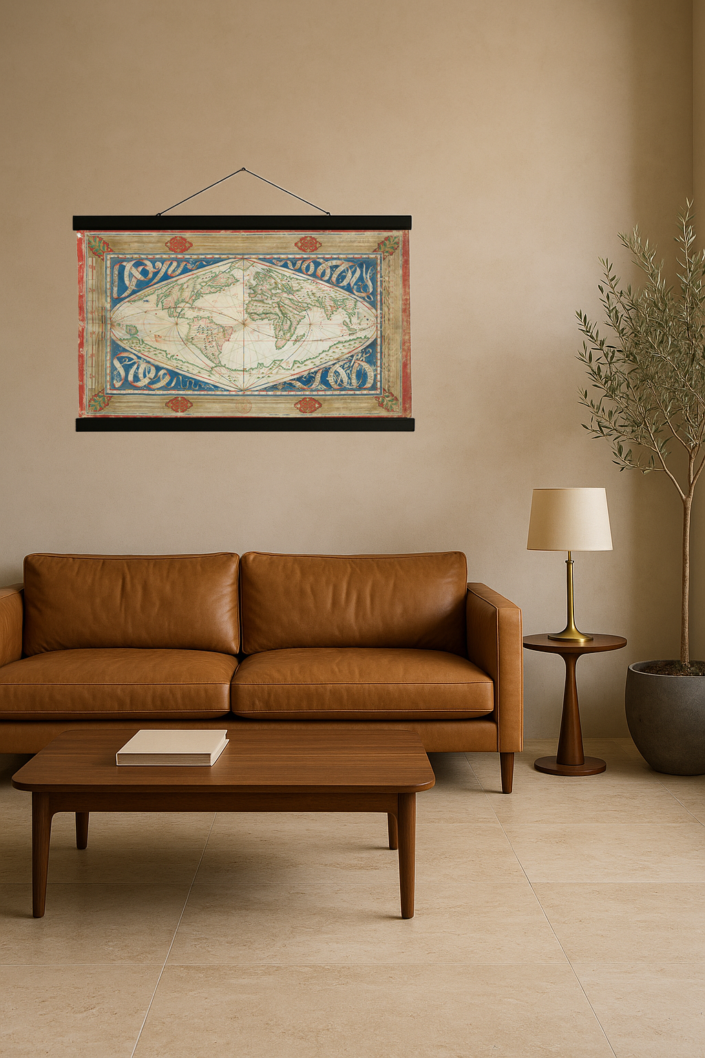 1570 World Map (Sinusoidal Projection, Path of the Winds)