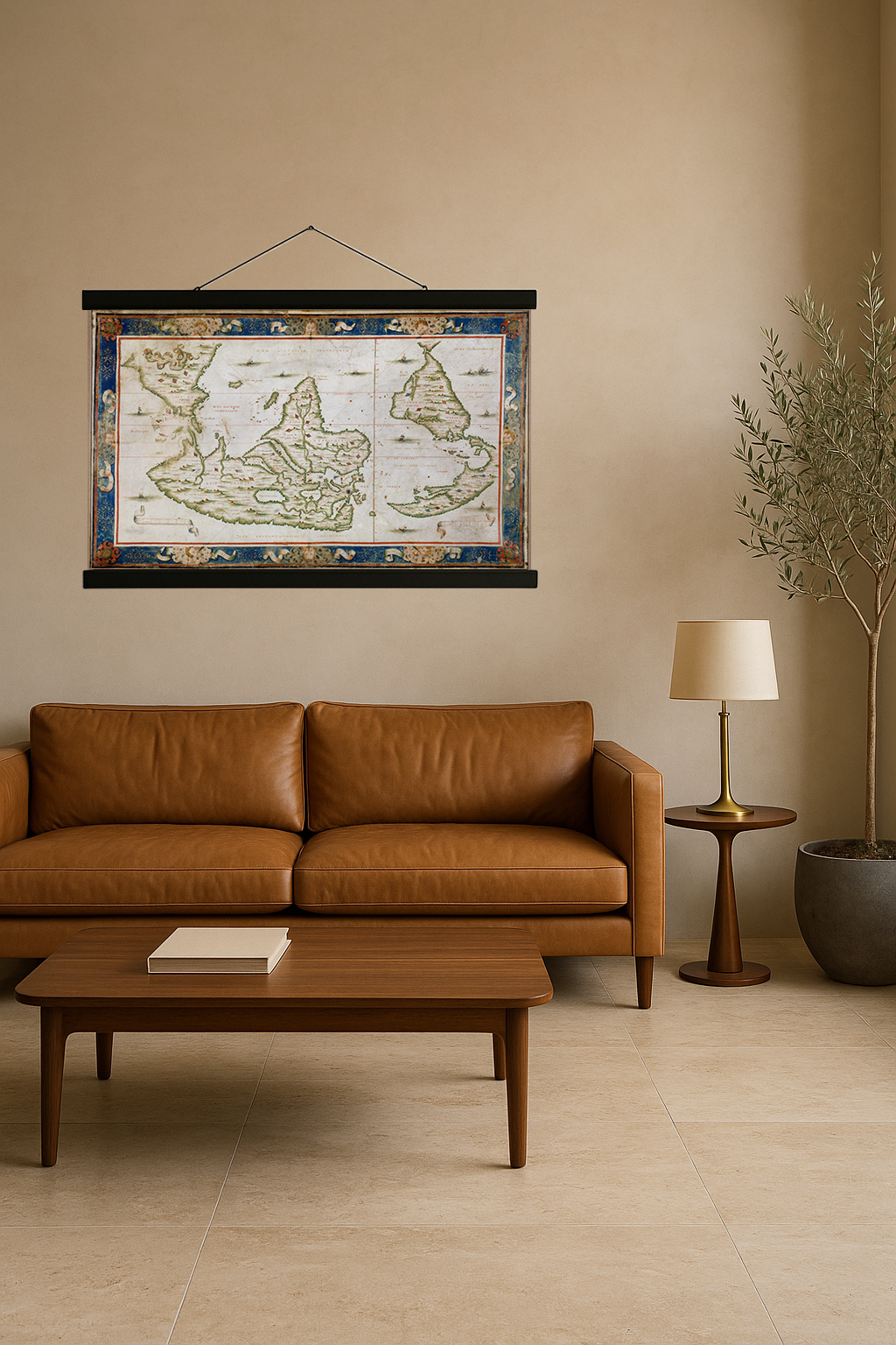1566 World Map (Portolan Chart, South-Up)