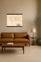1817 World Map (Mercator Projection, Hand-Colored)