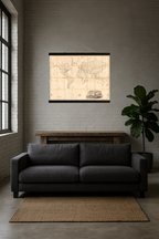 1817 World Map (Mercator Projection, Hand-Colored)