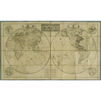 1816 World Map (Japanese Hemispheres, Kyoto-Centered Inset)